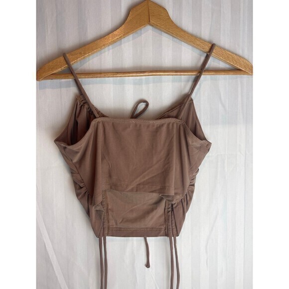 Story On Los Angeles Mocha Drawstring Detail Cami Cropped Top size Small RefM021 - Picture 6 of 6
